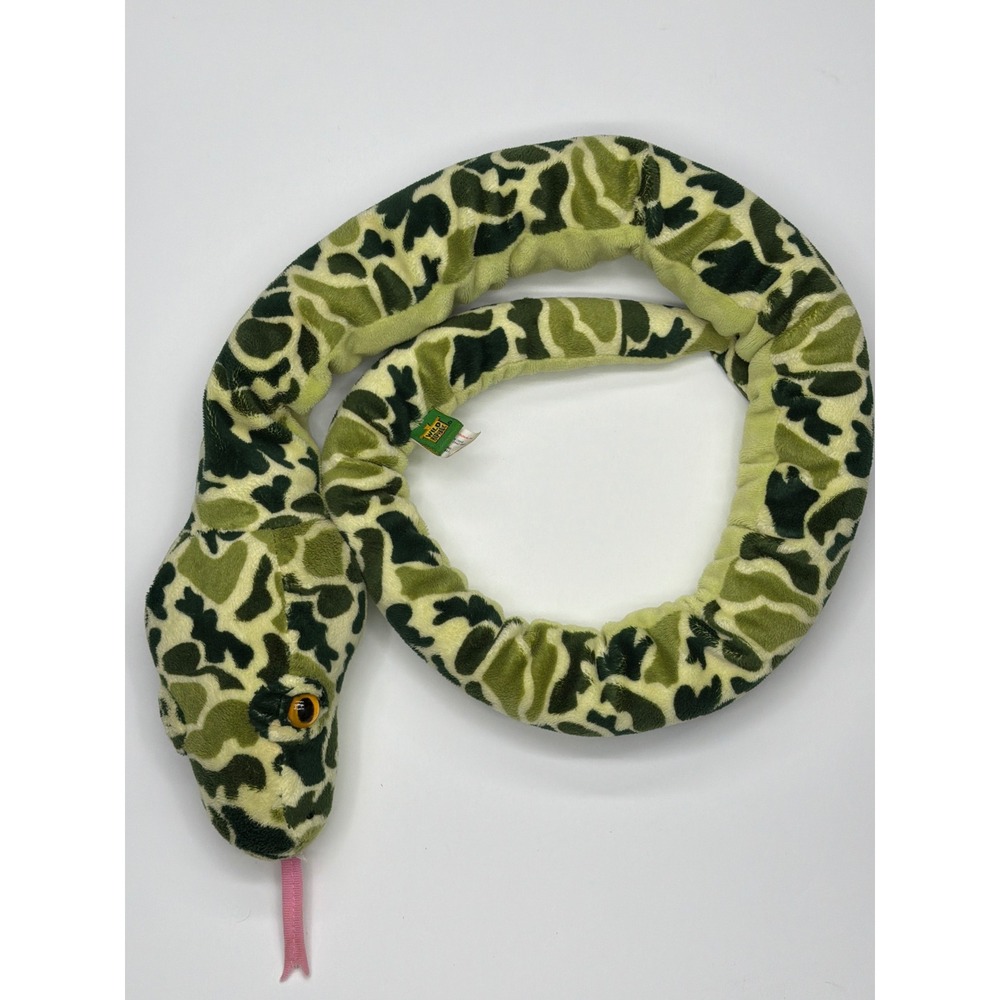 Wild Republic Plush Snake Camouflage Green Pink Tongue‎ Stuffed Animal Toy Kids